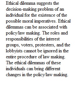 Ethical Dilemmas Associated With Policy, law making